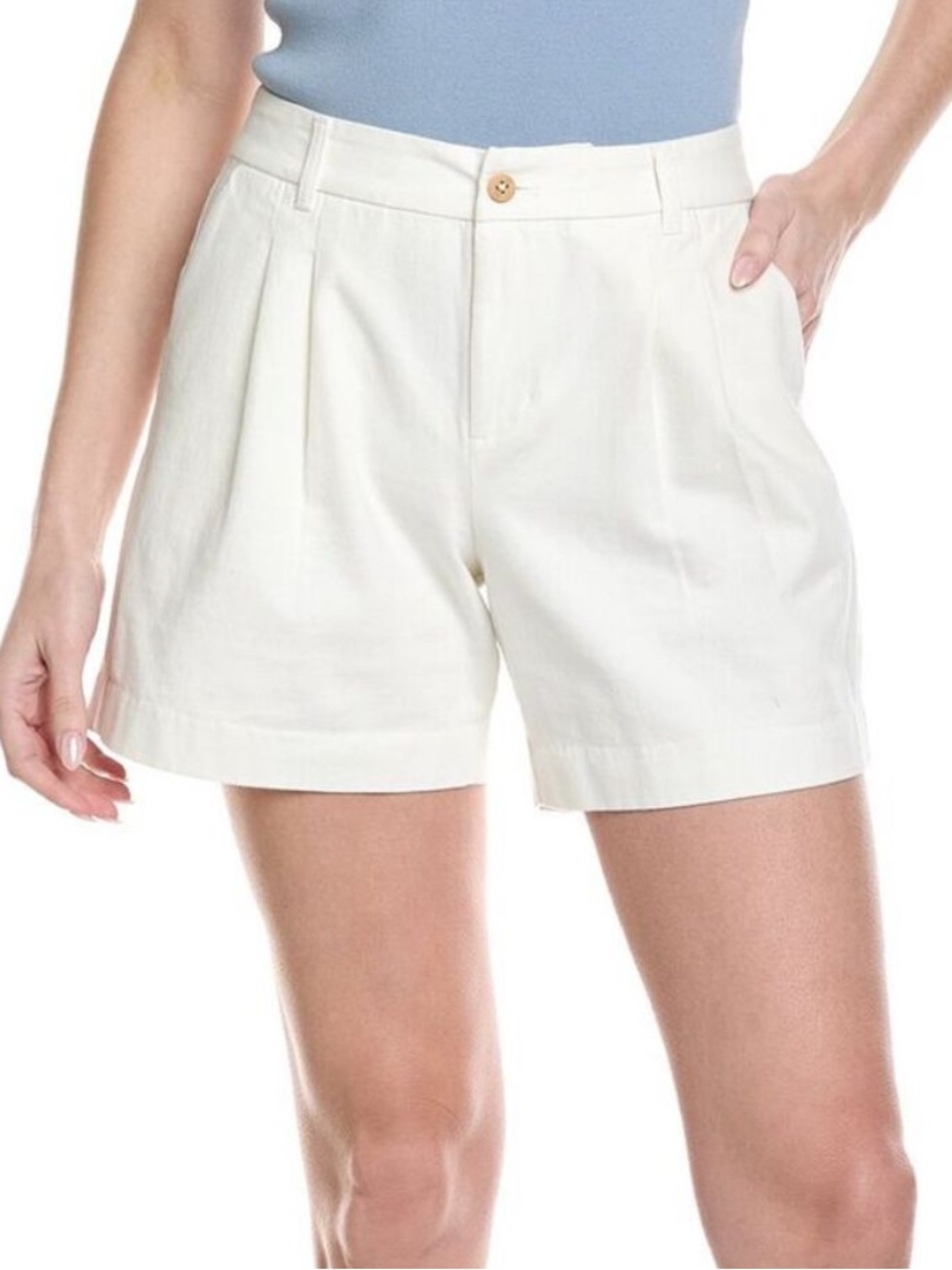 $198 FRANCES VALENTINE NWT Benny Pleated White Shorts 100% Cotton Soft Summer 6